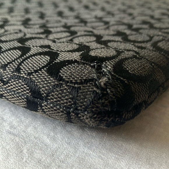 Coach: Black Signature Tablet Holder- Silver Tone - Picture 11 of 14